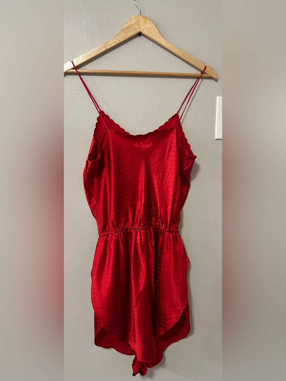 Vintage Galadriel 100% Silk Red Romper Teddy Lingerie Bodysuit Size L - Picture 8 of 15